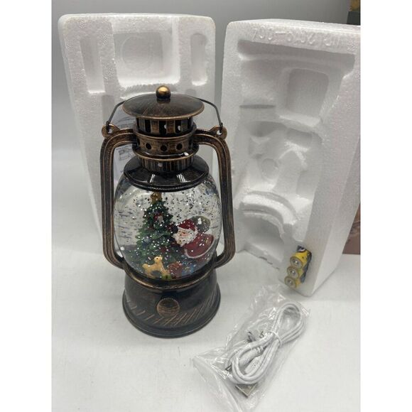 Santa Claus Crystal Ball Lantern Snow Globe LED & Music 8” - Picture 6 of 7
